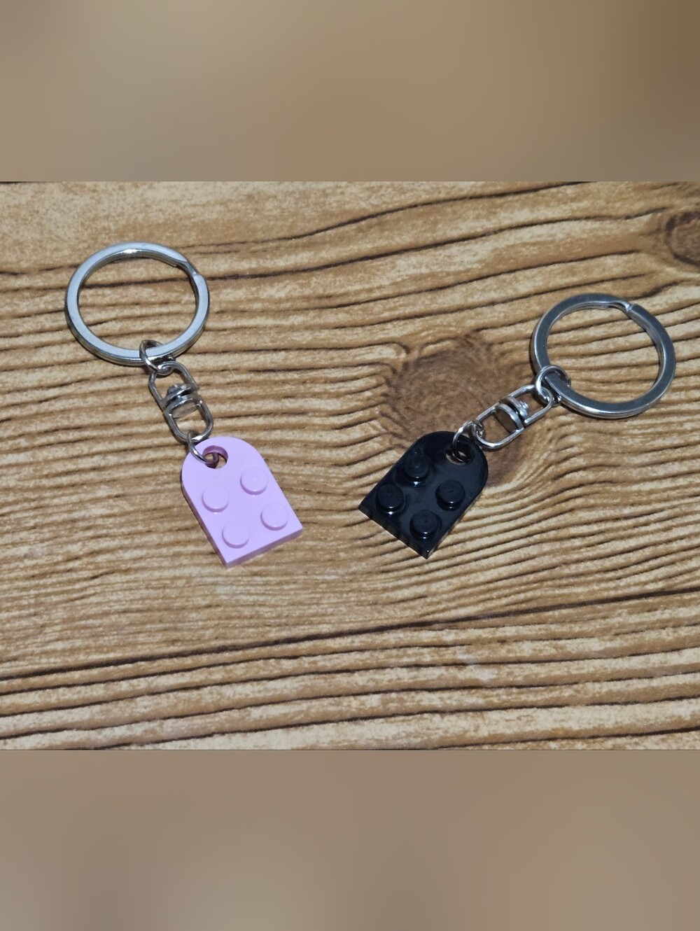 Interlocking Brick Paired Key Rings Heart Best Friends - Picture 3 of 5